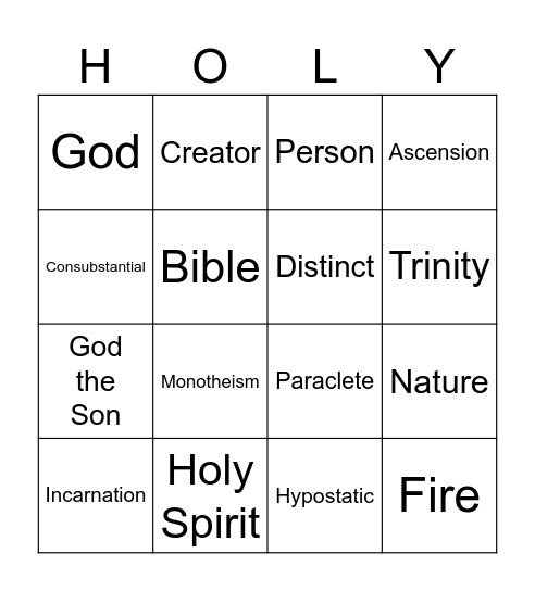 Holy Trinity Bingo Card