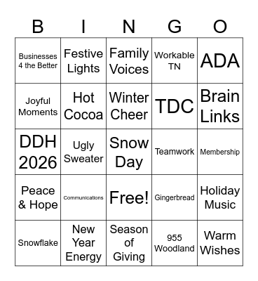 TDC Holiday Bingo Card