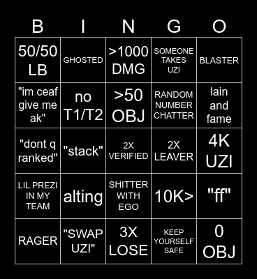 krunker cancer Bingo Card