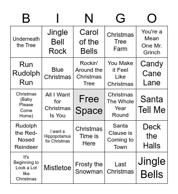 Christmas Music Bingo Card