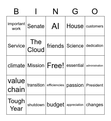 Town Hall Bingo Card