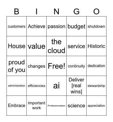 Town Hall Bingo Card