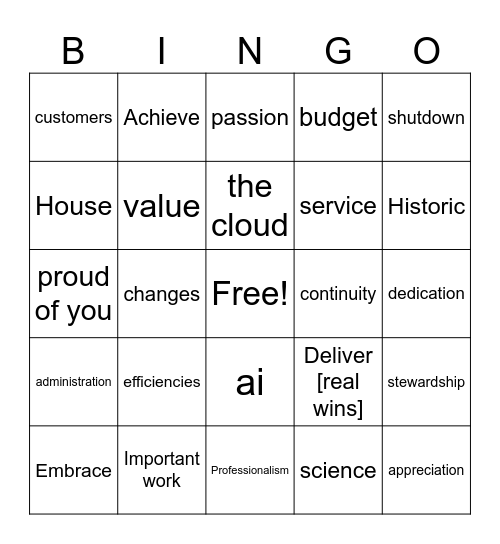 Town Hall Bingo Card