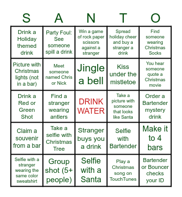 12 Bars of Charity Christmas Bingo Card