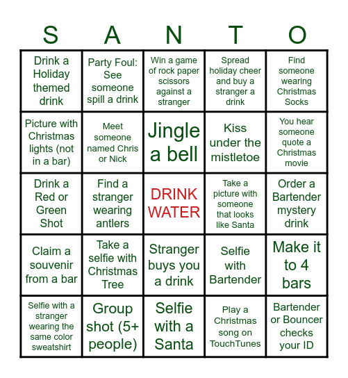 12 Bars of Charity Christmas Bingo Card