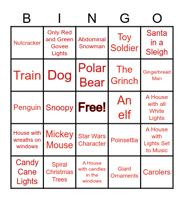 Christmas Light Scavenger BINGO Card