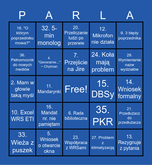 Parlament Sprawozdawczo-wyborczy 2025 Bingo Card
