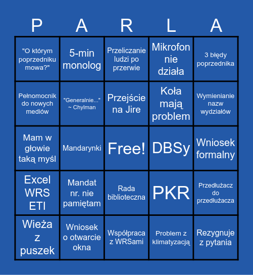 Parlament Sprawozdawczo-wyborczy 2025 Bingo Card