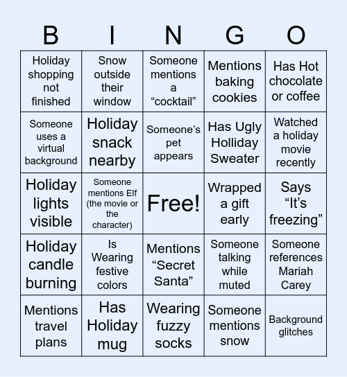 Holiday Bingo Card