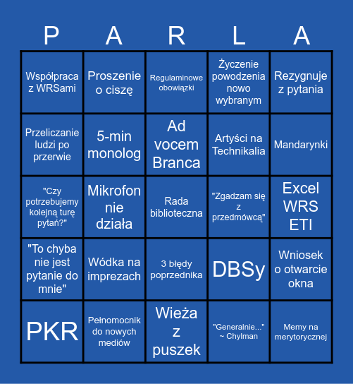 Parlament Sprawozdawczo-wyborczy 2025 Bingo Card