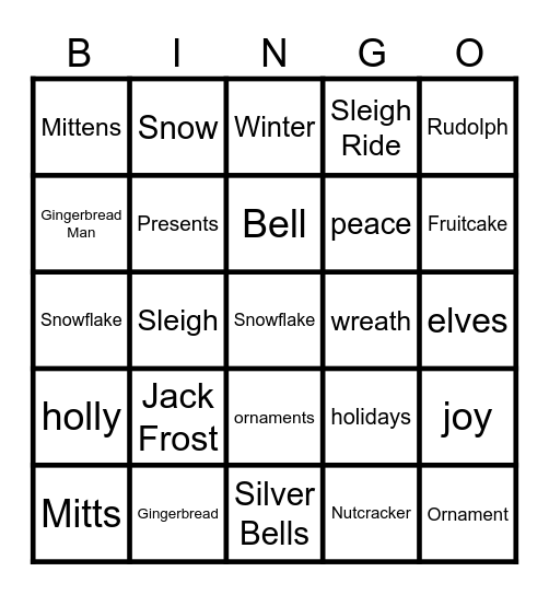 Holiday Bingo! Bingo Card