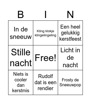 kerst bingo Card