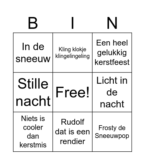 kerst bingo Card