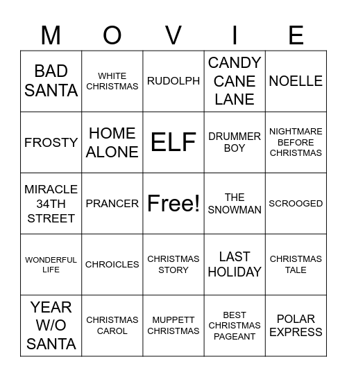 CHRISTMAS Bingo Card