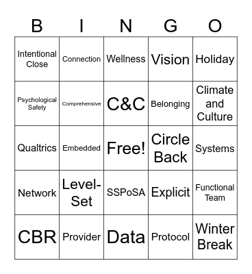 Team Meeting Bingo Card