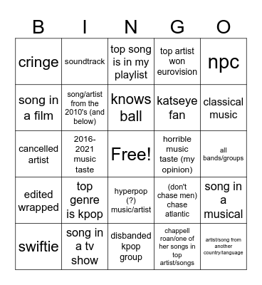 WRAPPED Bingo Card