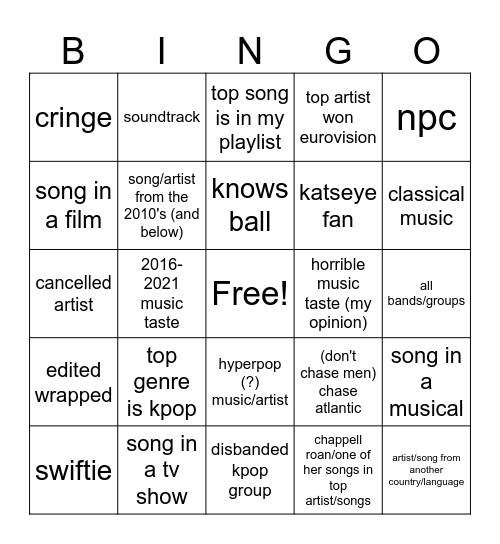WRAPPED Bingo Card