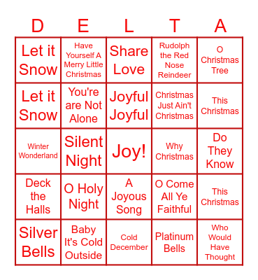 HAPPY HOLIDAYS DELTA STYLE Bingo Card