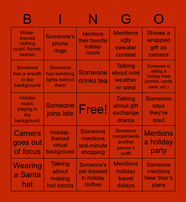 Holiday Bingo Card