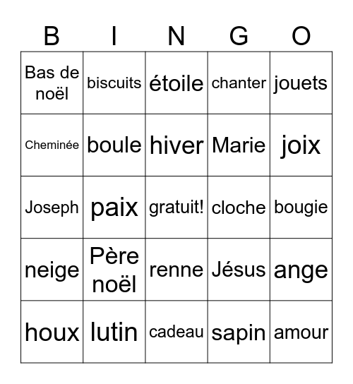 Les mots de la semaine 13 Bingo Card