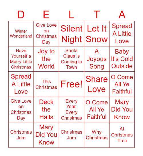 HAPPY HOLIDAYS - DELTA STYLE Bingo Card