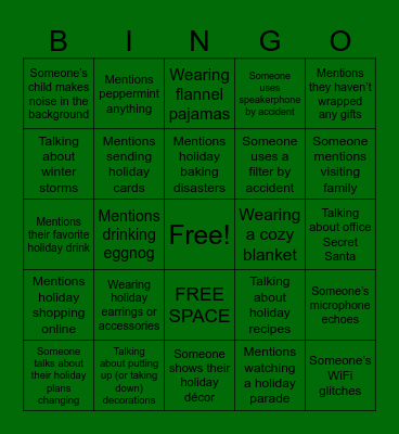 Holiday Bingo Card