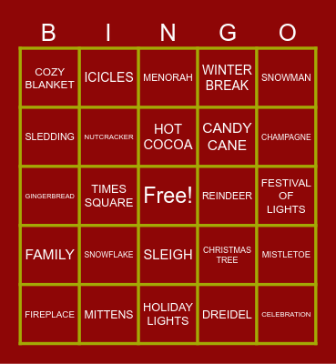 Holiday Bingo Card