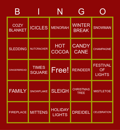 Holiday Bingo Card