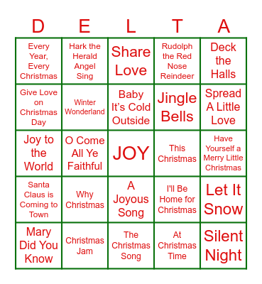 Happy Holidays - Delta Style Bingo Card