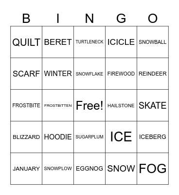 Inside Sales Winter Bingo Card
