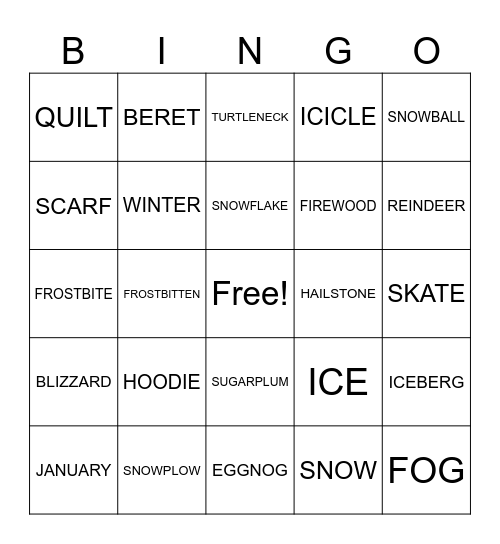 Inside Sales Winter Bingo Card