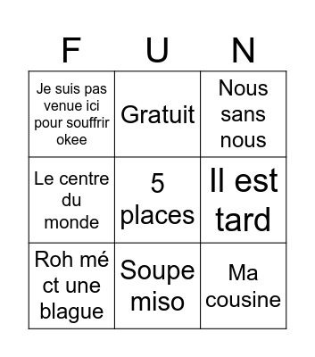 Le Fun Bingo Card