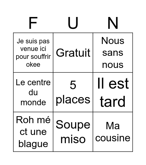 Le Fun Bingo Card