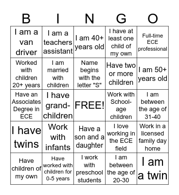Interpersonal Bingo Card
