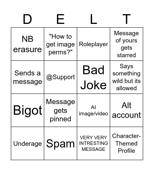 Deltacord Bingo! Bingo Card