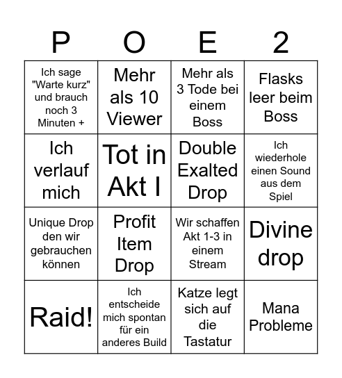 POE2 BINGO Card