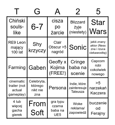 Ferajna Bingo Video Game Olympics Bingo Card