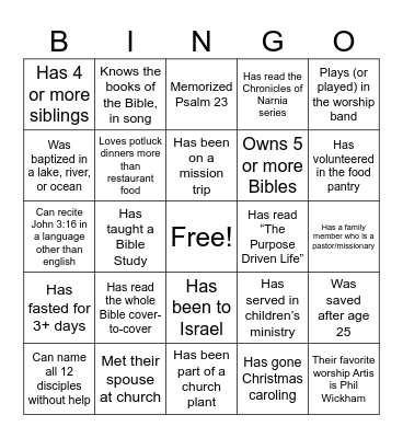 People Bingo Card