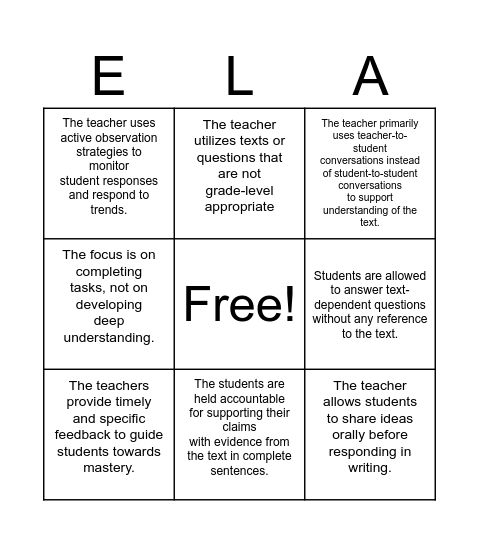 Embedded Discussions Bingo Card