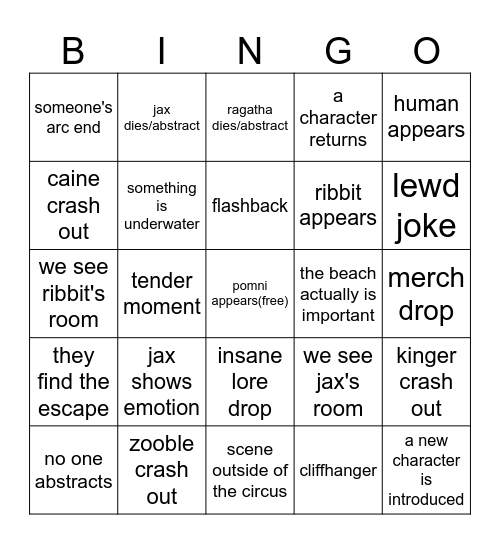 Ep 7 TADC Bingo Card