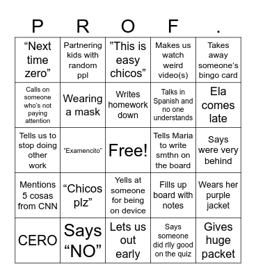 SPANISH ll BINGO Card