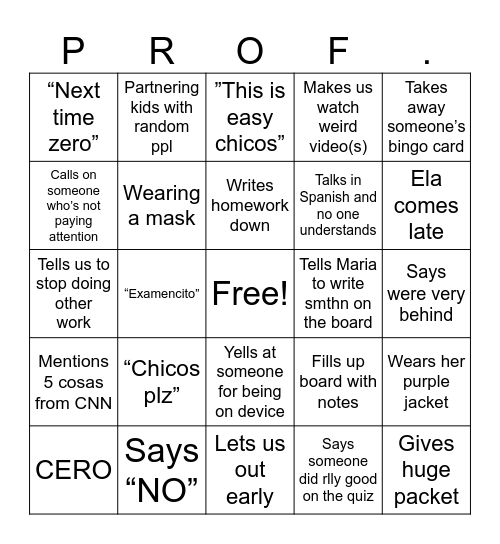 SPANISH ll BINGO Card