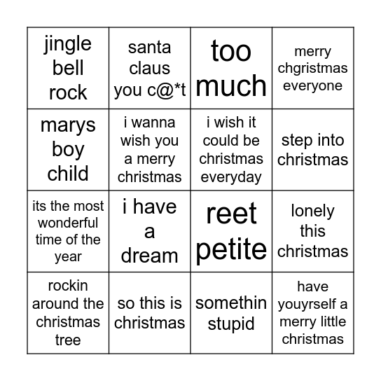 christmas Bingo Card