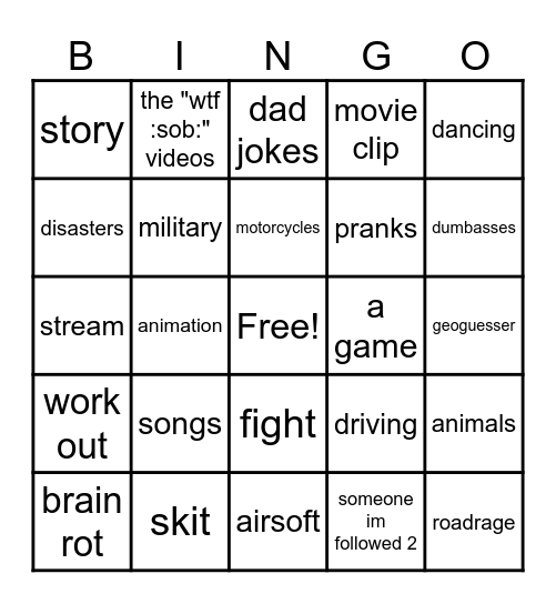 tiktok speed run Bingo Card