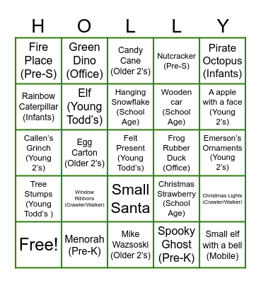 Holly Jolly Bingo Card