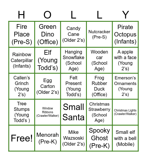 Holly Jolly Bingo Card