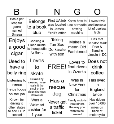 Fun Fact BINGO Card