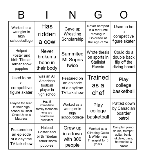 Roaring Fork Christmas BINGO Card