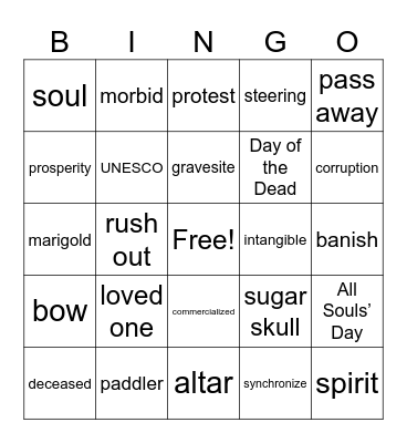 Foundations English 5-7 Cultural Celebrations Bingo Card