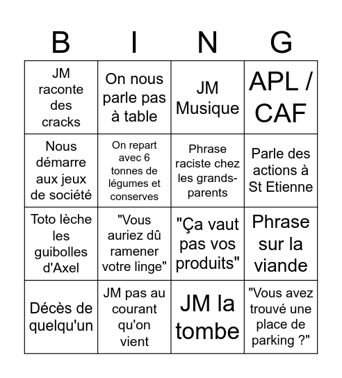 Bingo du week-end Bingo Card